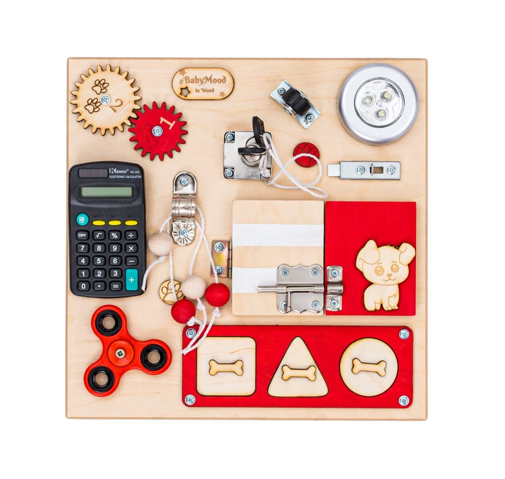 Pannello Sensoriale Bambini Montessori - 30x30cm - Rosso