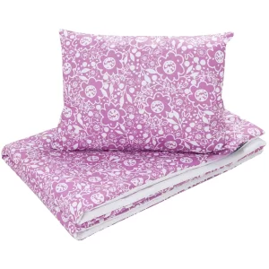 Set da letto per bambini in cotone 2 pezzi con imbottitura piumino per bambini 135x100 cm e cuscino 60x40 cm purple caramella