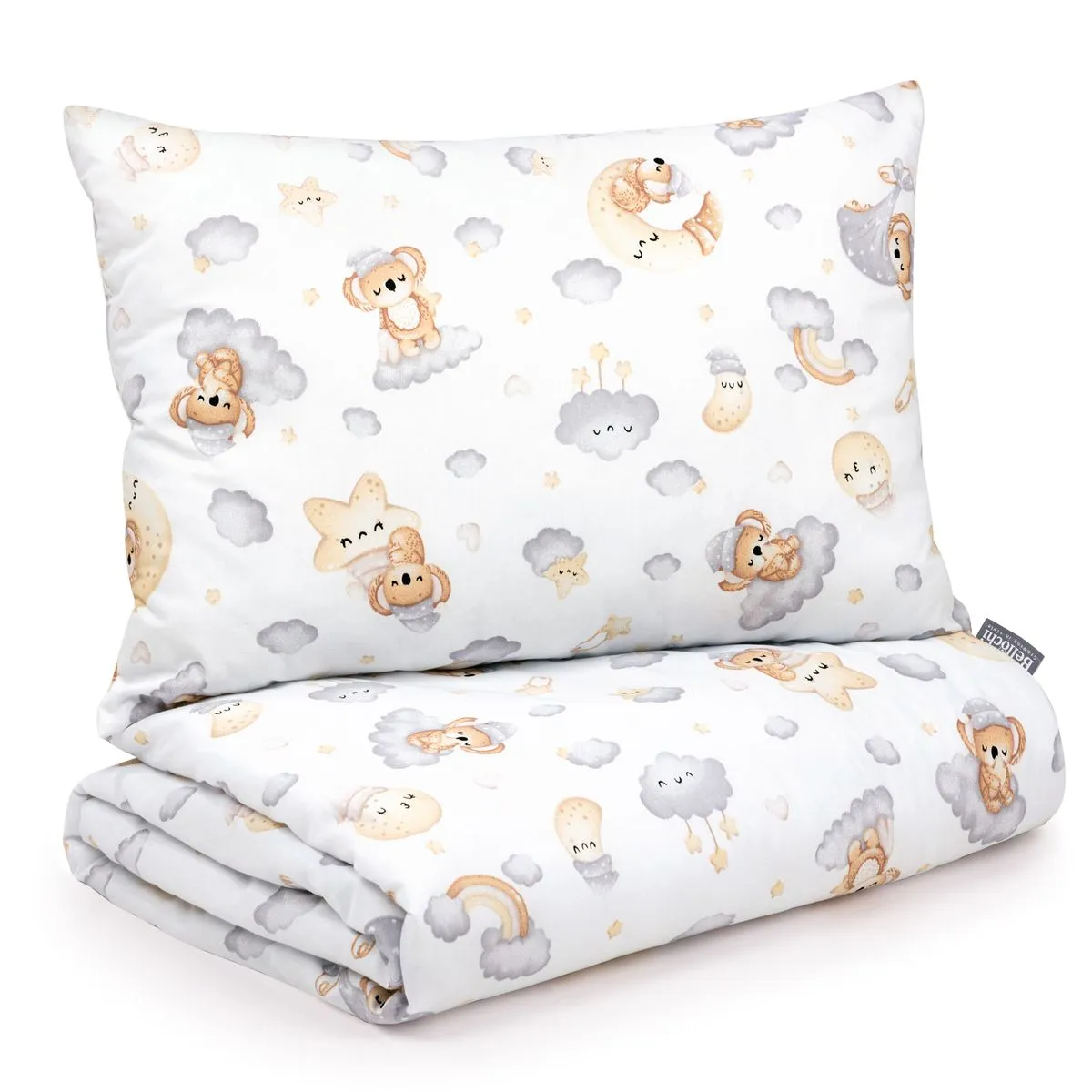 Set di biancheria da letto in cotone per bambini 2 pezzi con imbottitura piumino 135×100 cm e cuscino 60×40 cm bear star