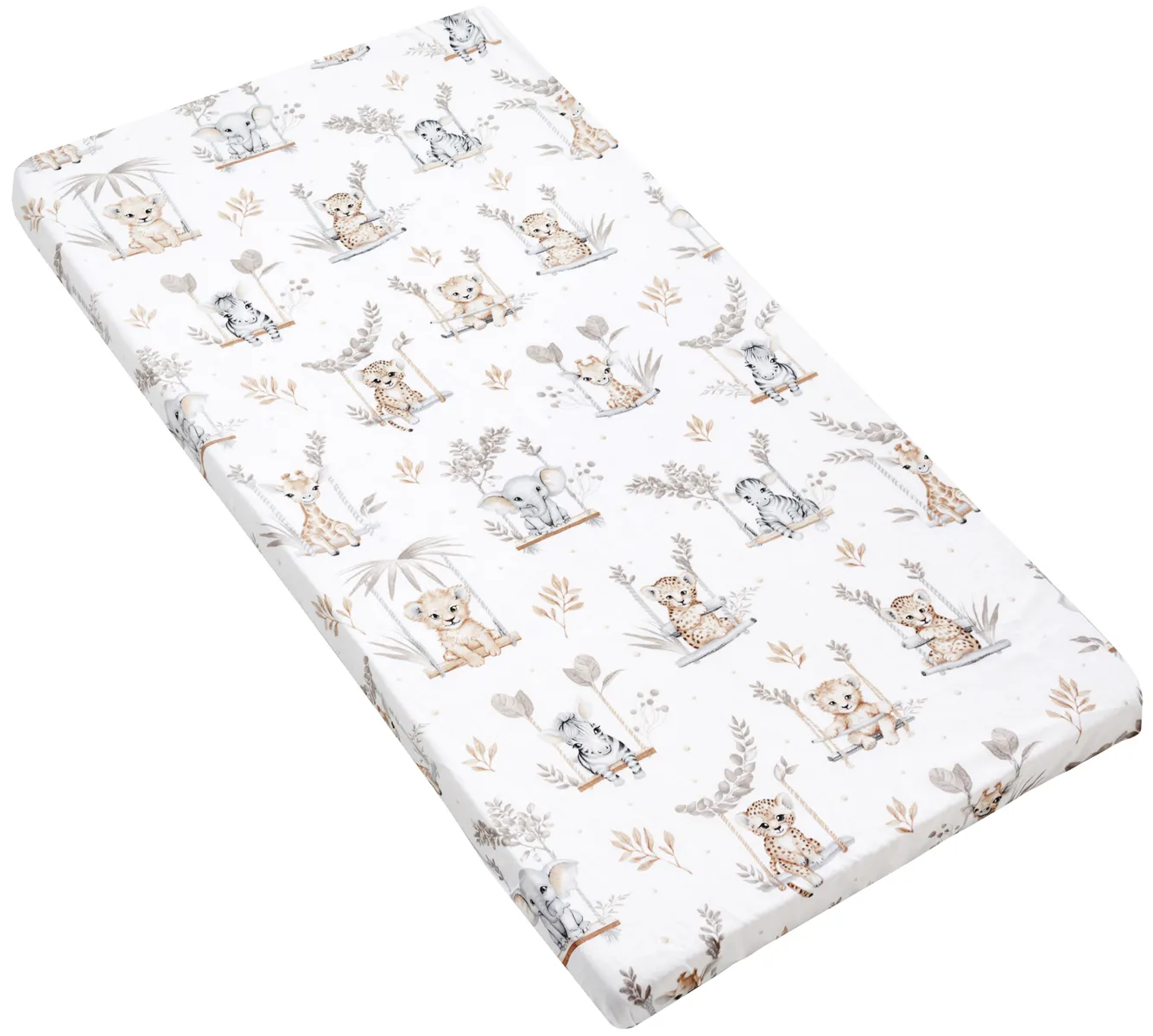 Lenzuolo con angoli in cotone per materasso da culla di dimensioni 120×60 cm jungle baby