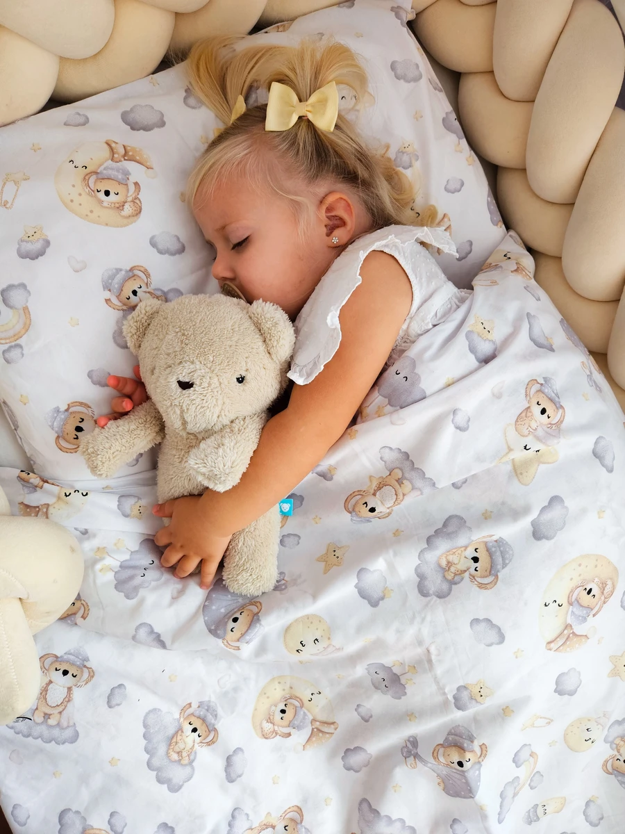  Set di biancheria da letto in cotone per bambini 2 pezzi con imbottitura piumino 135×100 cm e cuscino 60×40 cm bear star Bellochi 1