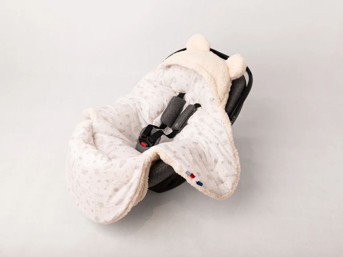  Copertina per seggiolino auto per bambini 90×90 cm bianca Orsacchiotto – Teddy white Bellochi 8