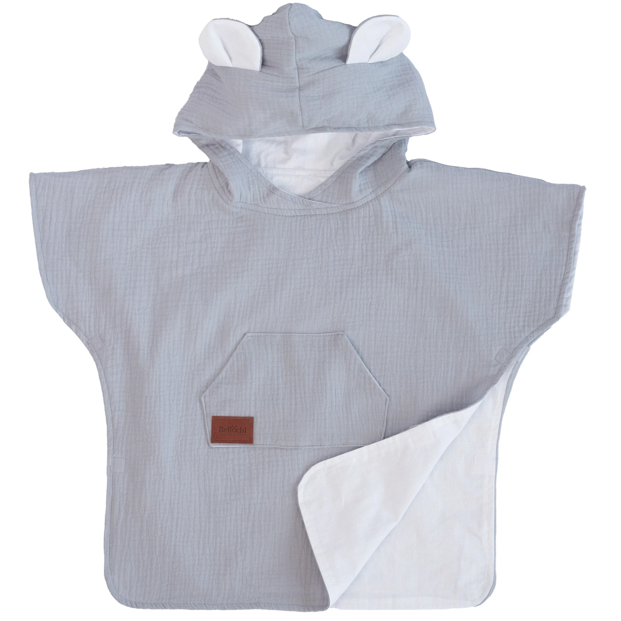 Poncho Mare per Bambini in Mussola di Cotone Grey