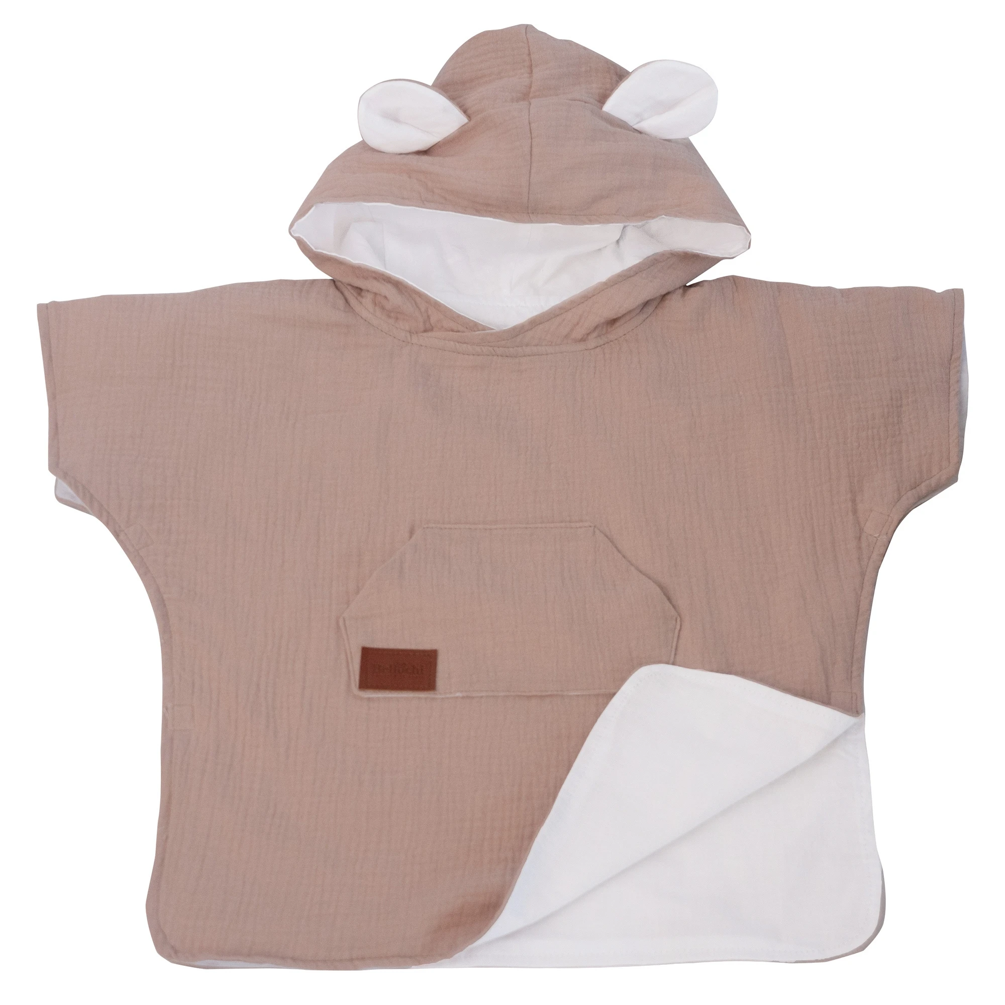 Poncho Mare per Bambini in Mussola di Cotone Beige